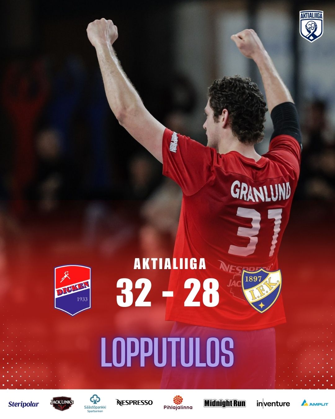 Lopputulos: Dicken – HIFK 32–28.