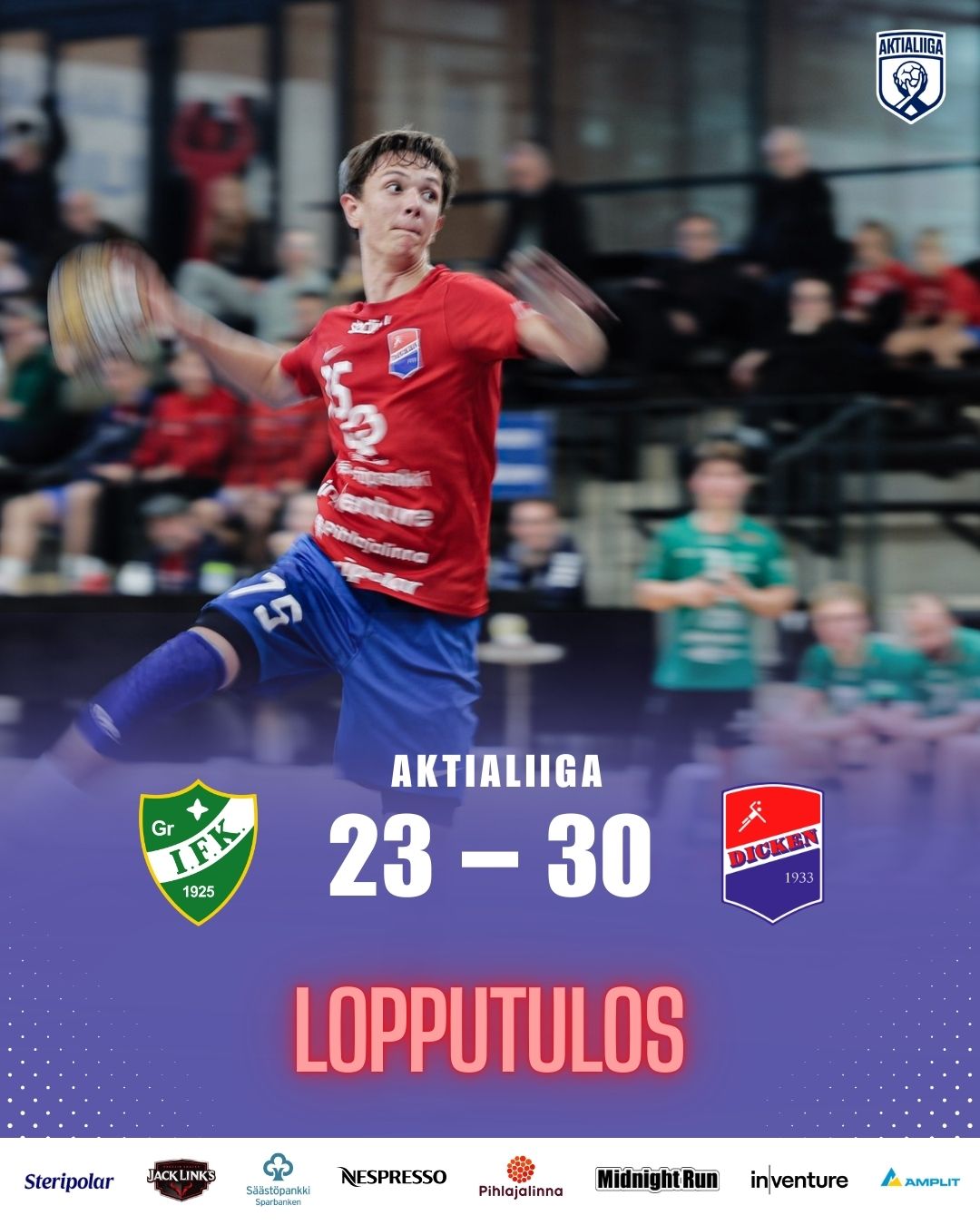 Lopputulos: GrIFK – Dicken 23–30.